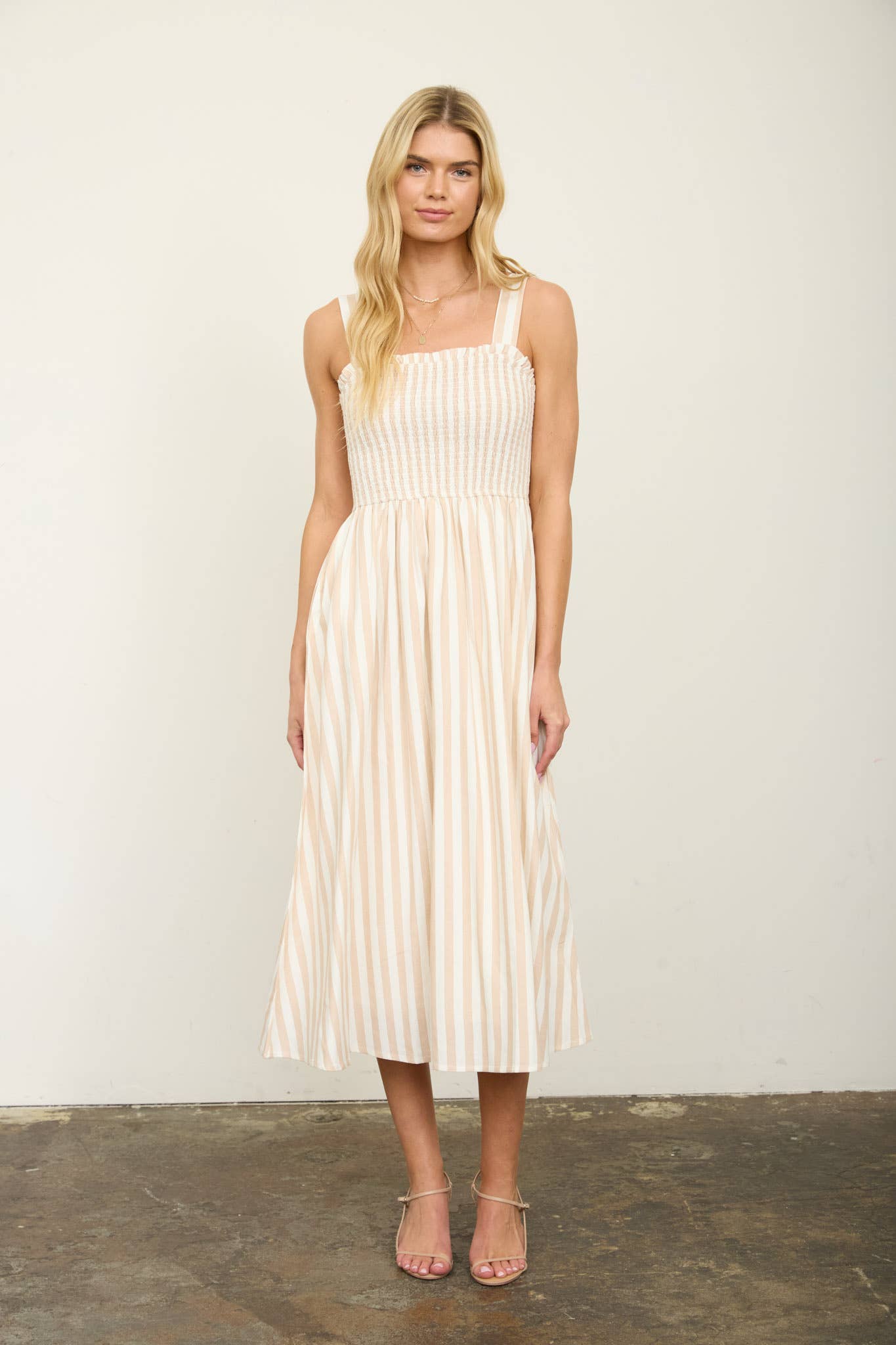 Khaki Nautical Stripe Maxi Dress