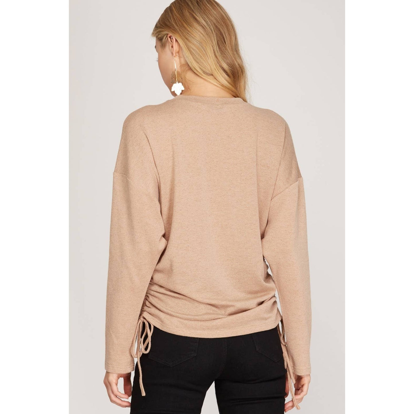 Long Sleeve Rouched Side Top