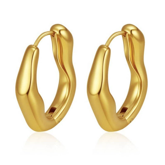 Gold U-Shape Huggie Hoop Earrings