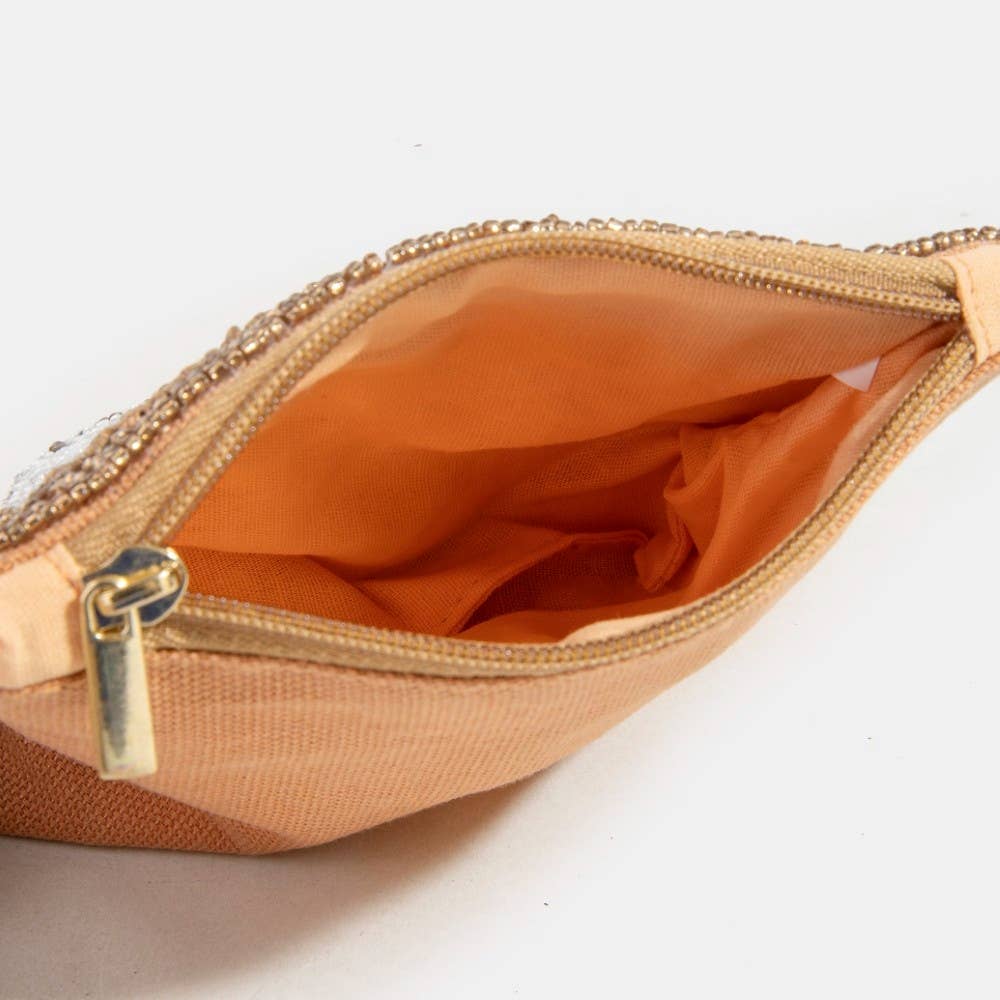 Coffee & Pastries Beaded Coin Purse