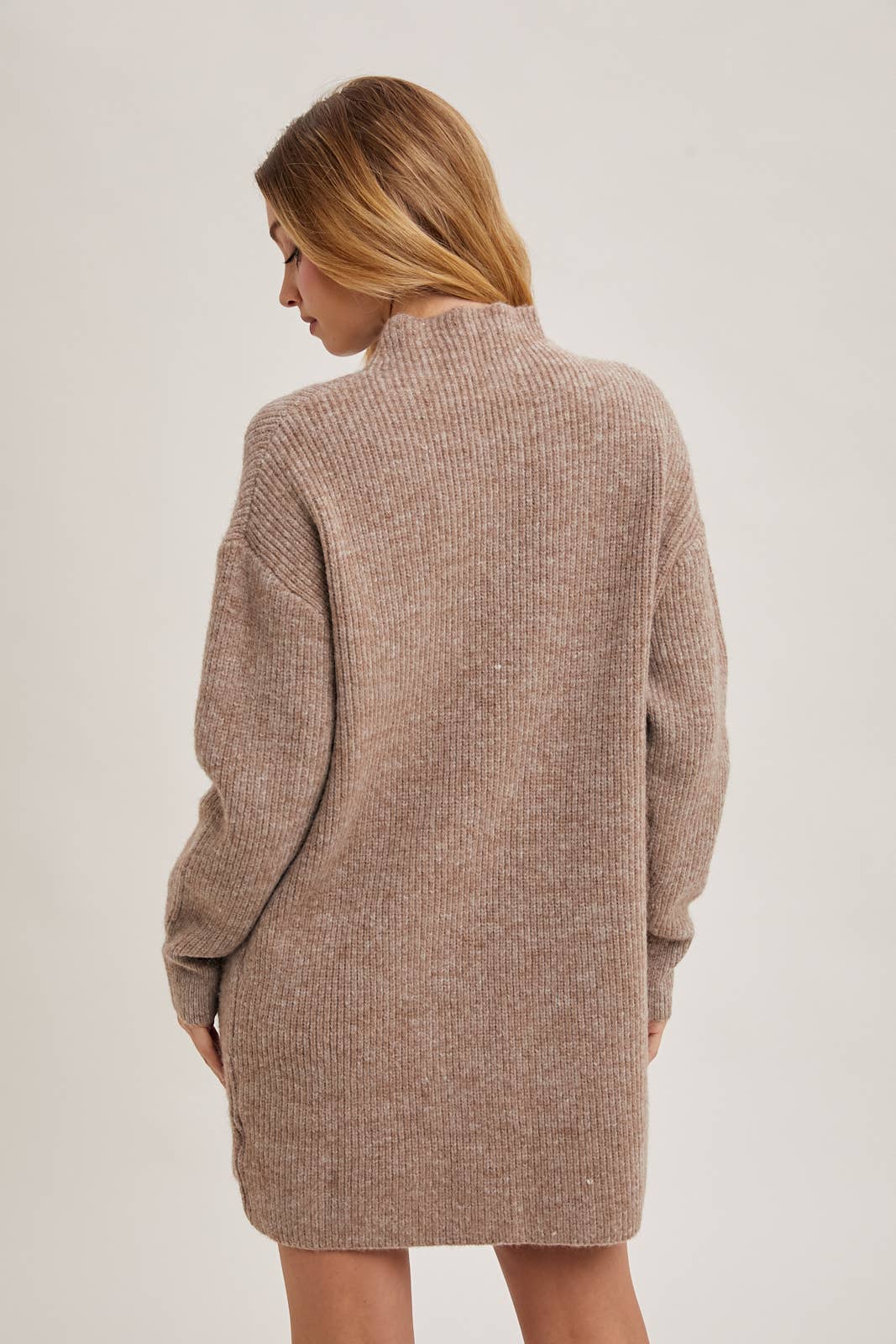 Latte Mock Neck Sweater Dress