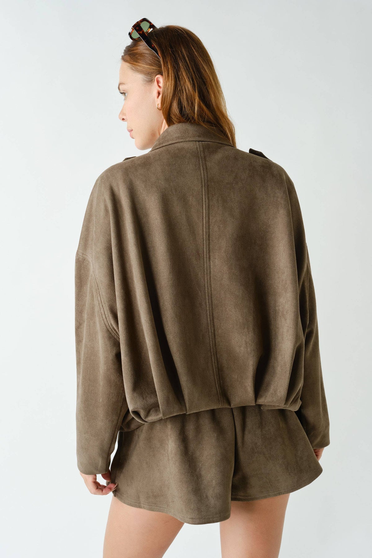 Suede Truffle Zip Front Jacket