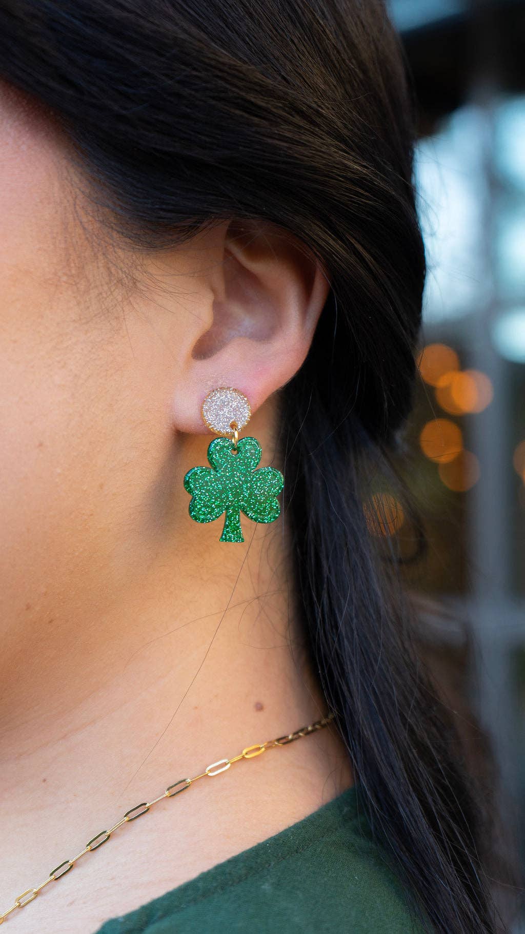 Glitter Lucky Charm Dangle Earrings