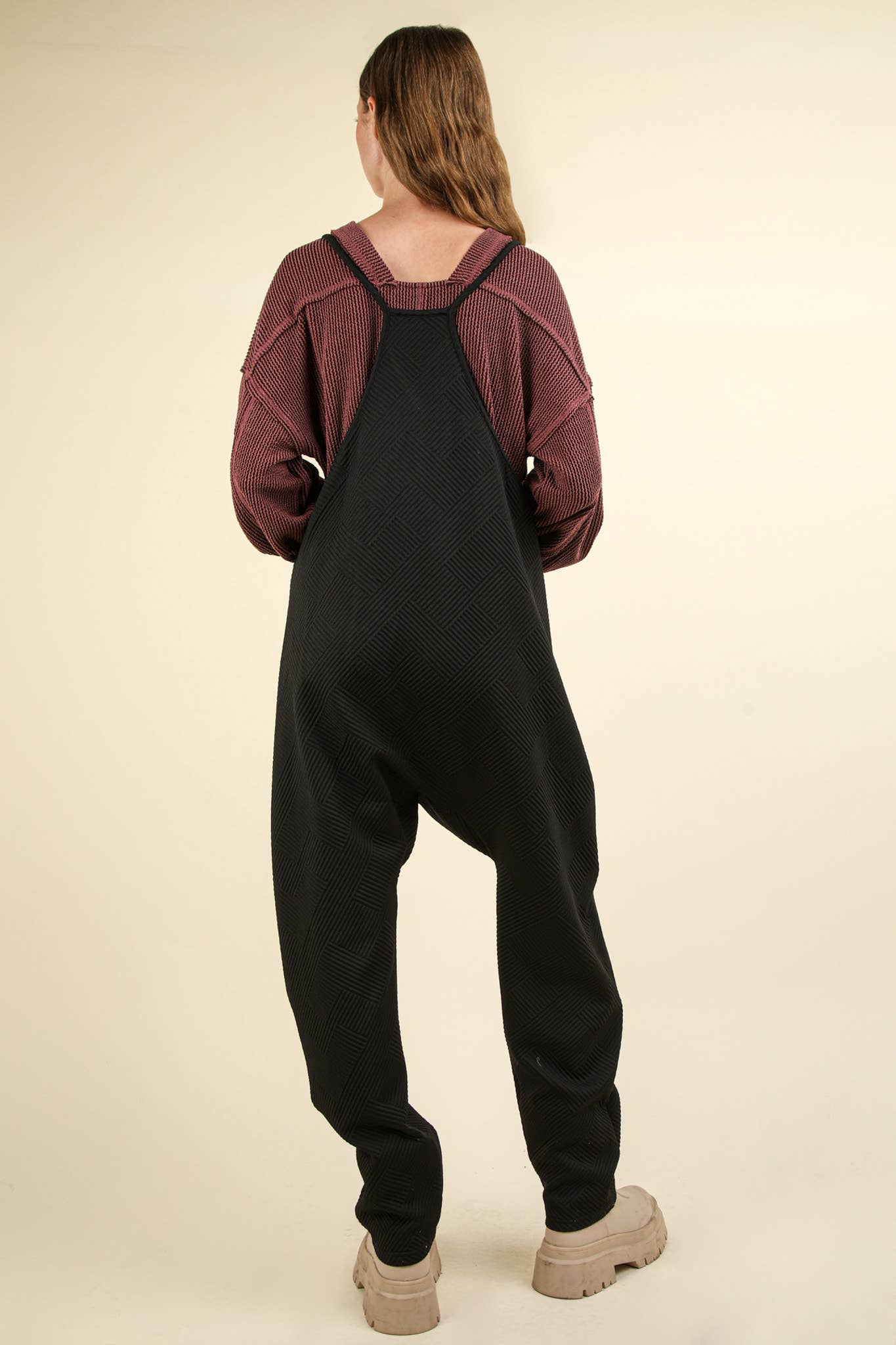 Plus Quilted Loose Fit Knit Jumpsuit