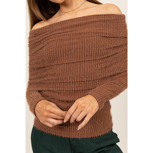 Off-The-Shoulder Textured Sweater