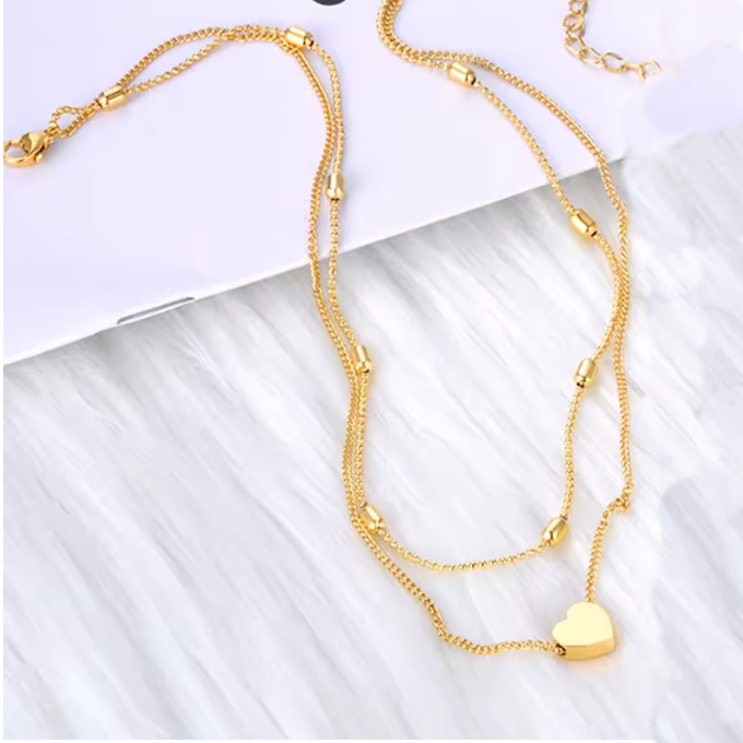 Heart Pendant Layered Necklace