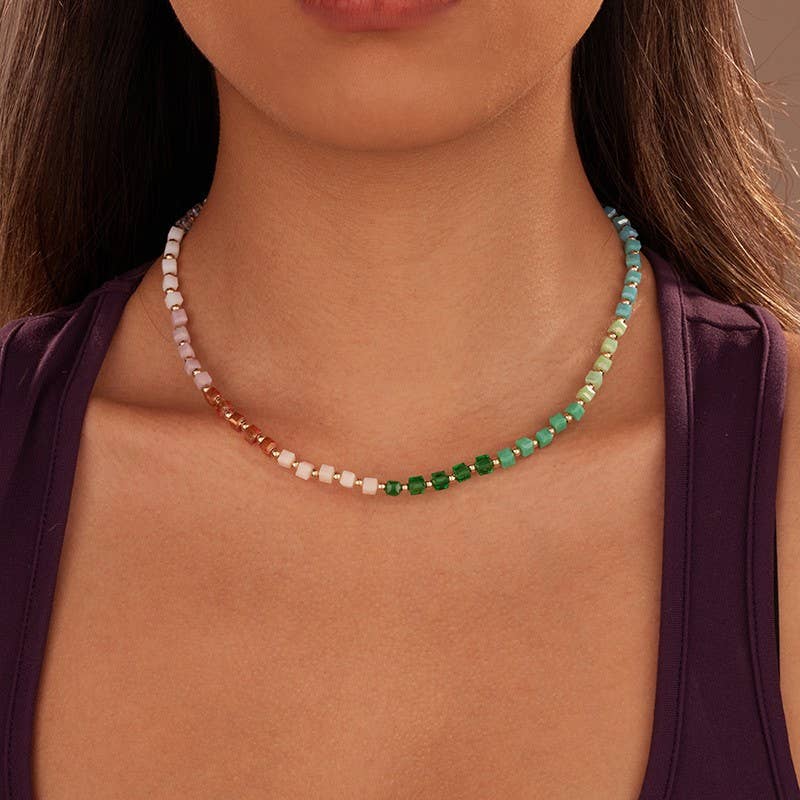 Golf Multicolored Gradient Cube Necklace