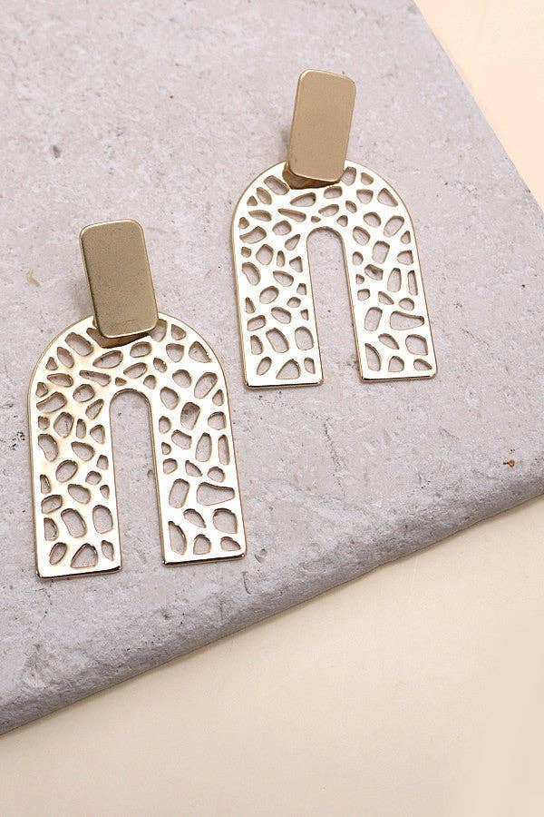 RECTANGLE U-SHAPE DROP EARRINGS