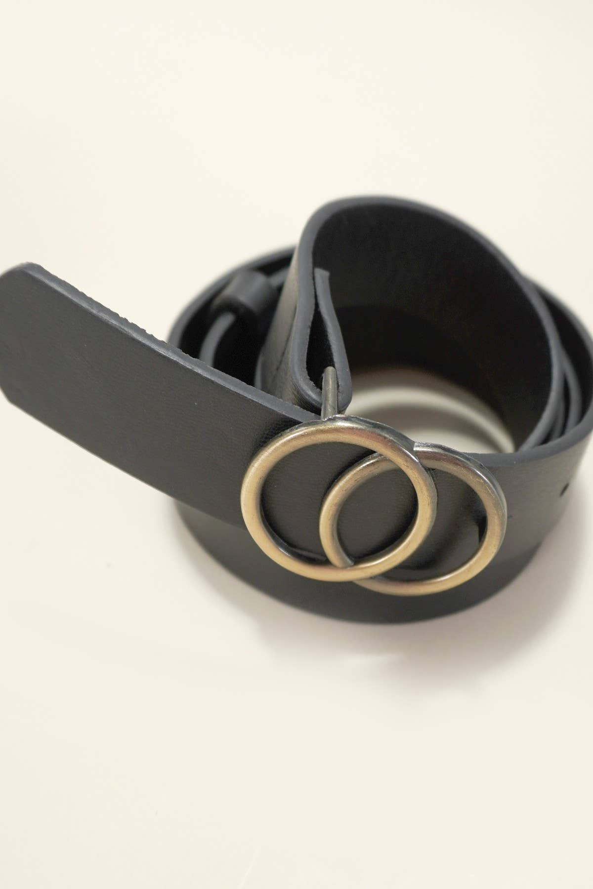 Double O Buckle Leather Belt