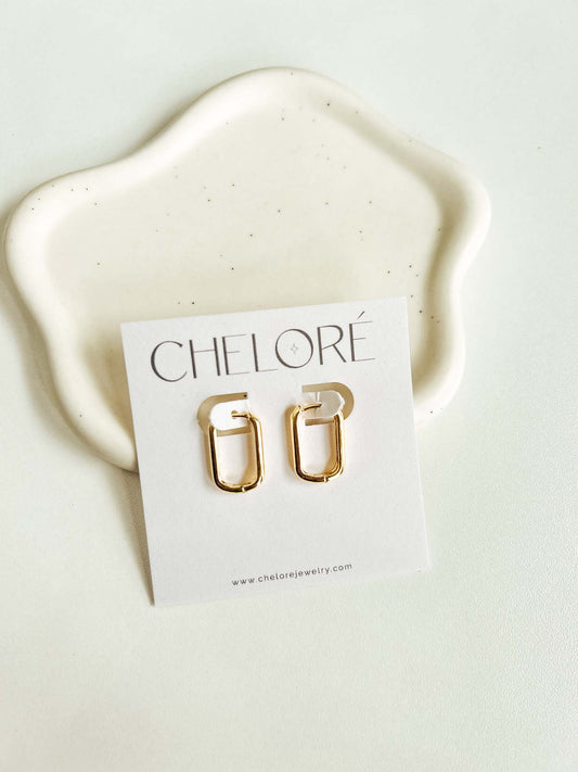 Cheloré Gold Oblong Huggie Hoops