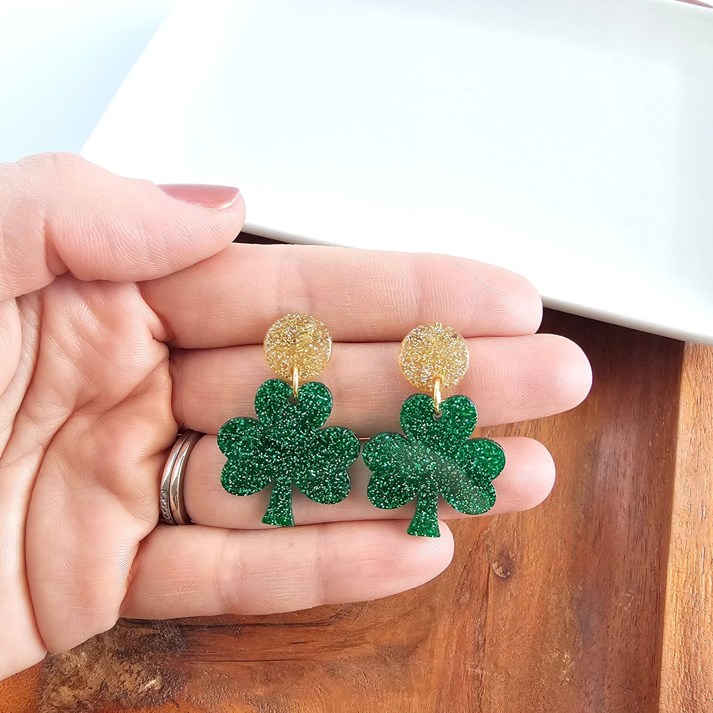 Glitter Lucky Charm Dangle Earrings