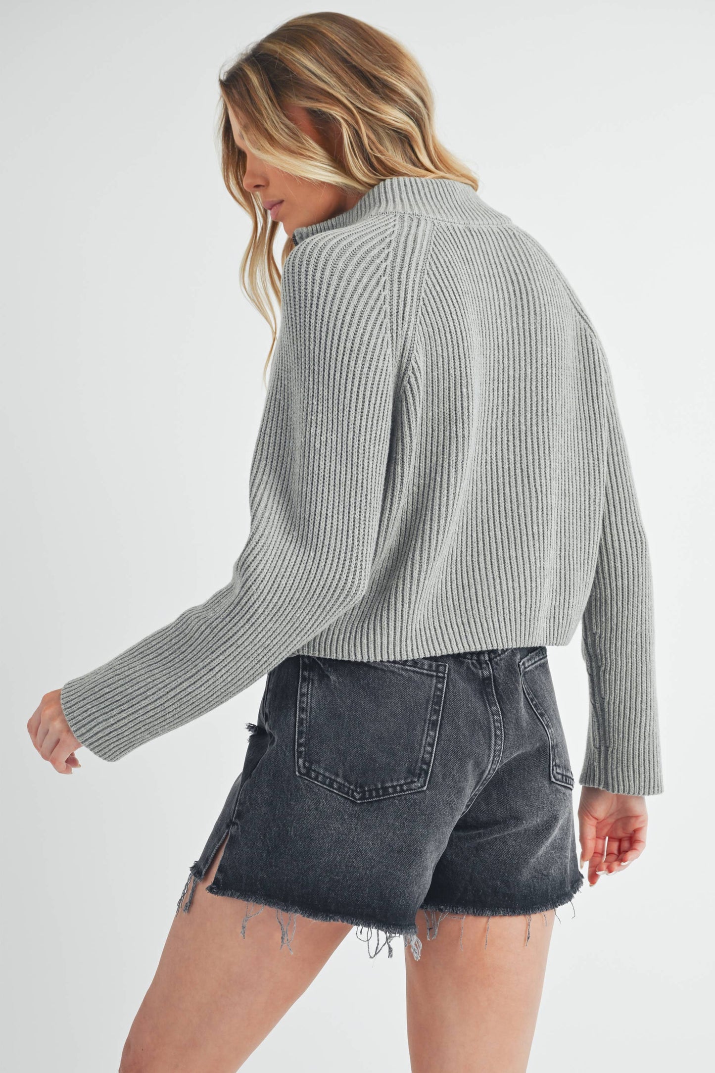 Heather Grey Half-Zip Sweater