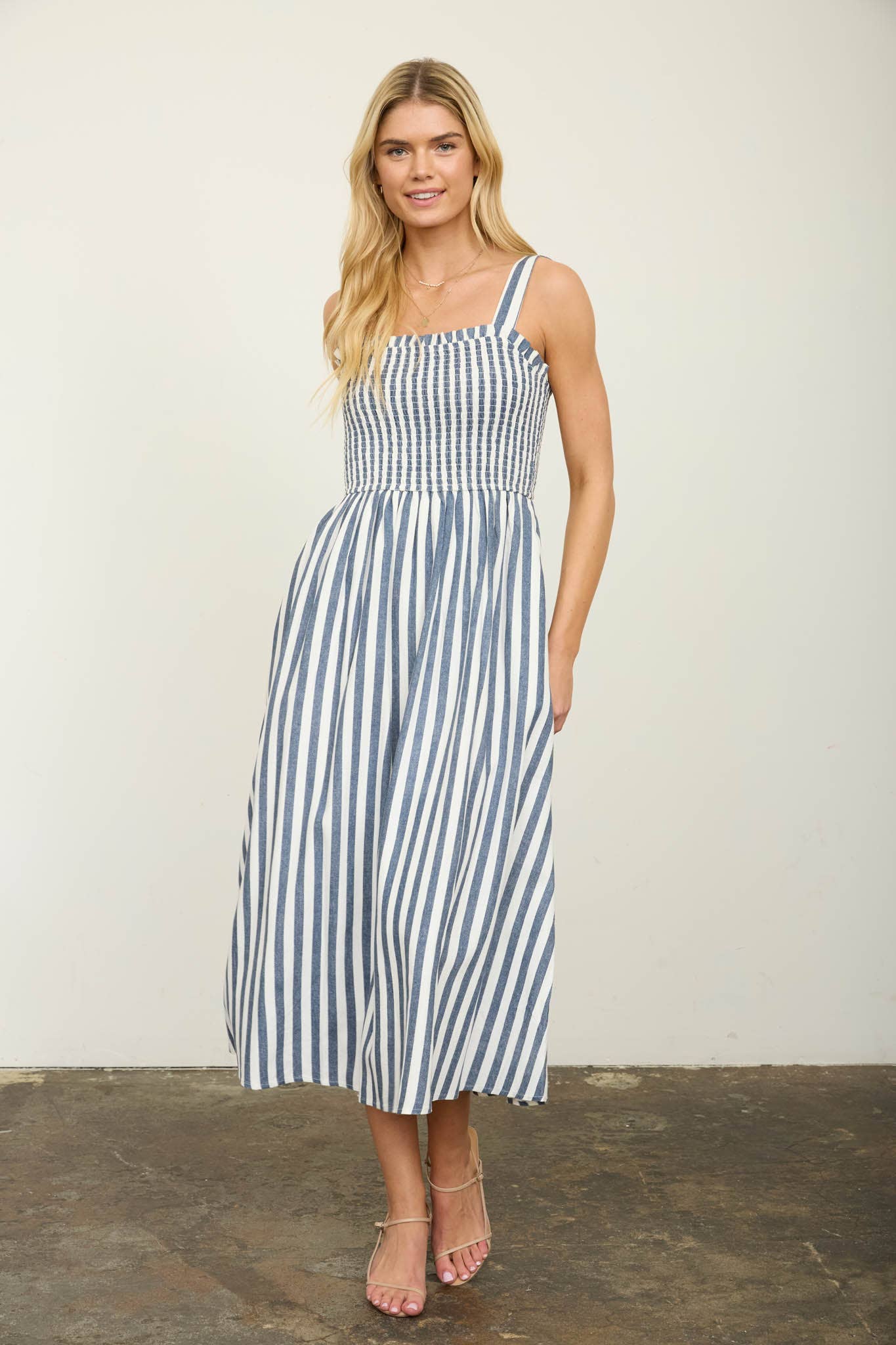 Nautical Stripe Linen Maxi Dress