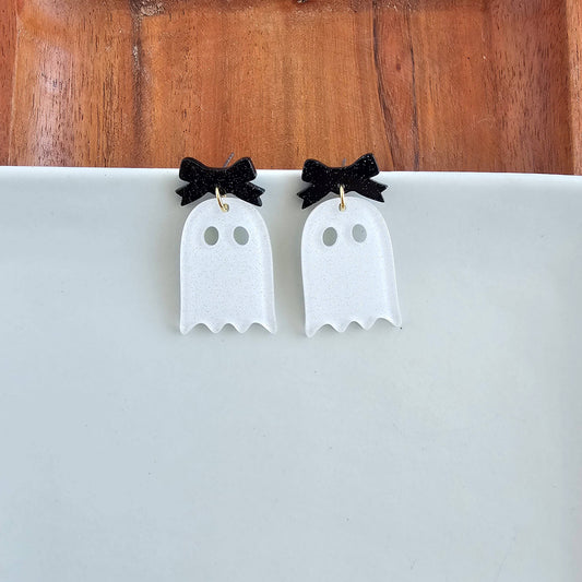 Bow Ghost Halloween Earrings