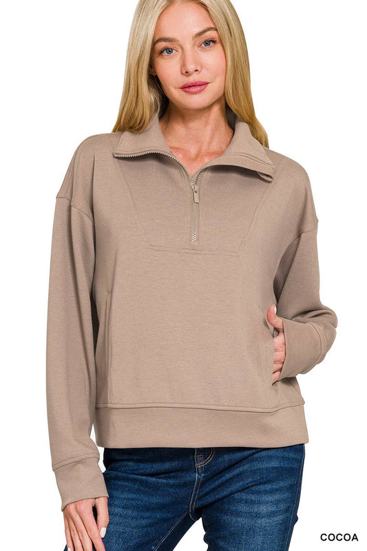 Tan Scuba Half Zip Pullover