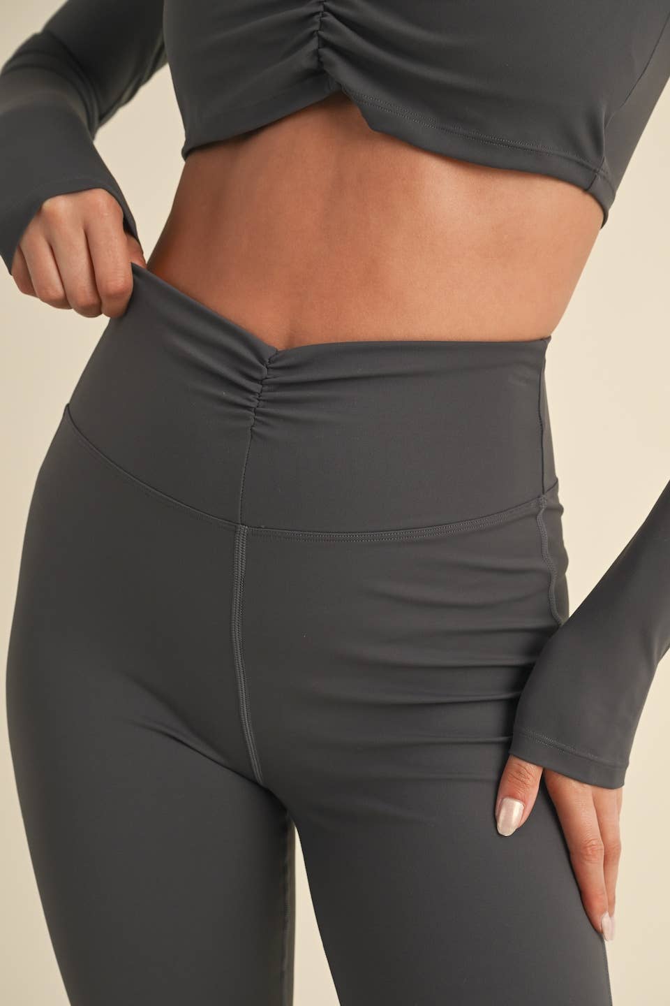 Ruched Waist Flared Leggings