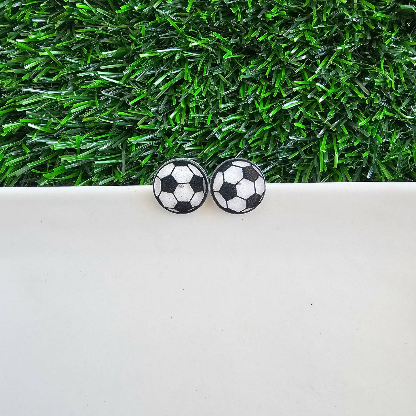 Glitter Soccer Ball Studs // Game Day, Jewelry, Earrings