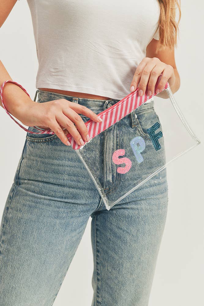 SPF Sequin Letter Clear Pouch