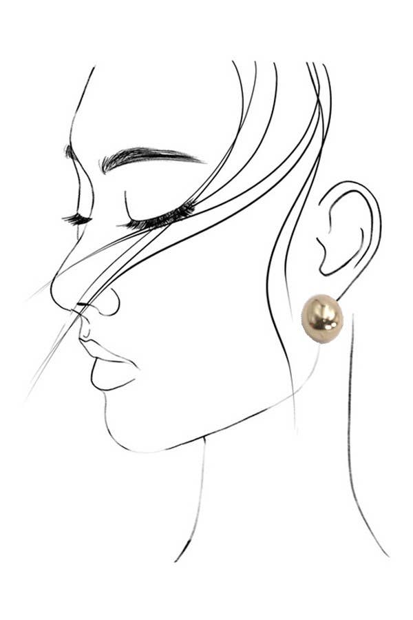 OVAL BALL SHAPE STUD EARRINGS