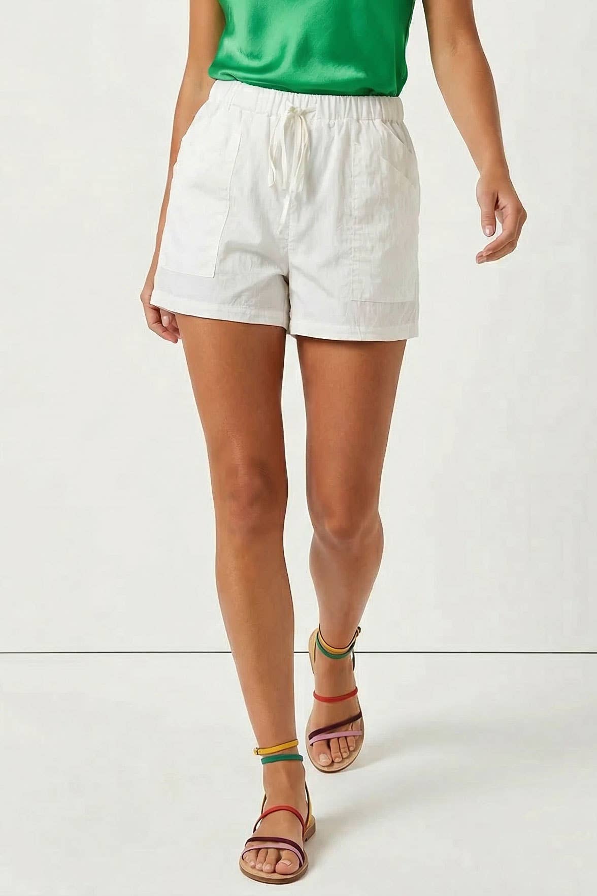 Off White Double Pocket Pull-On Shorts