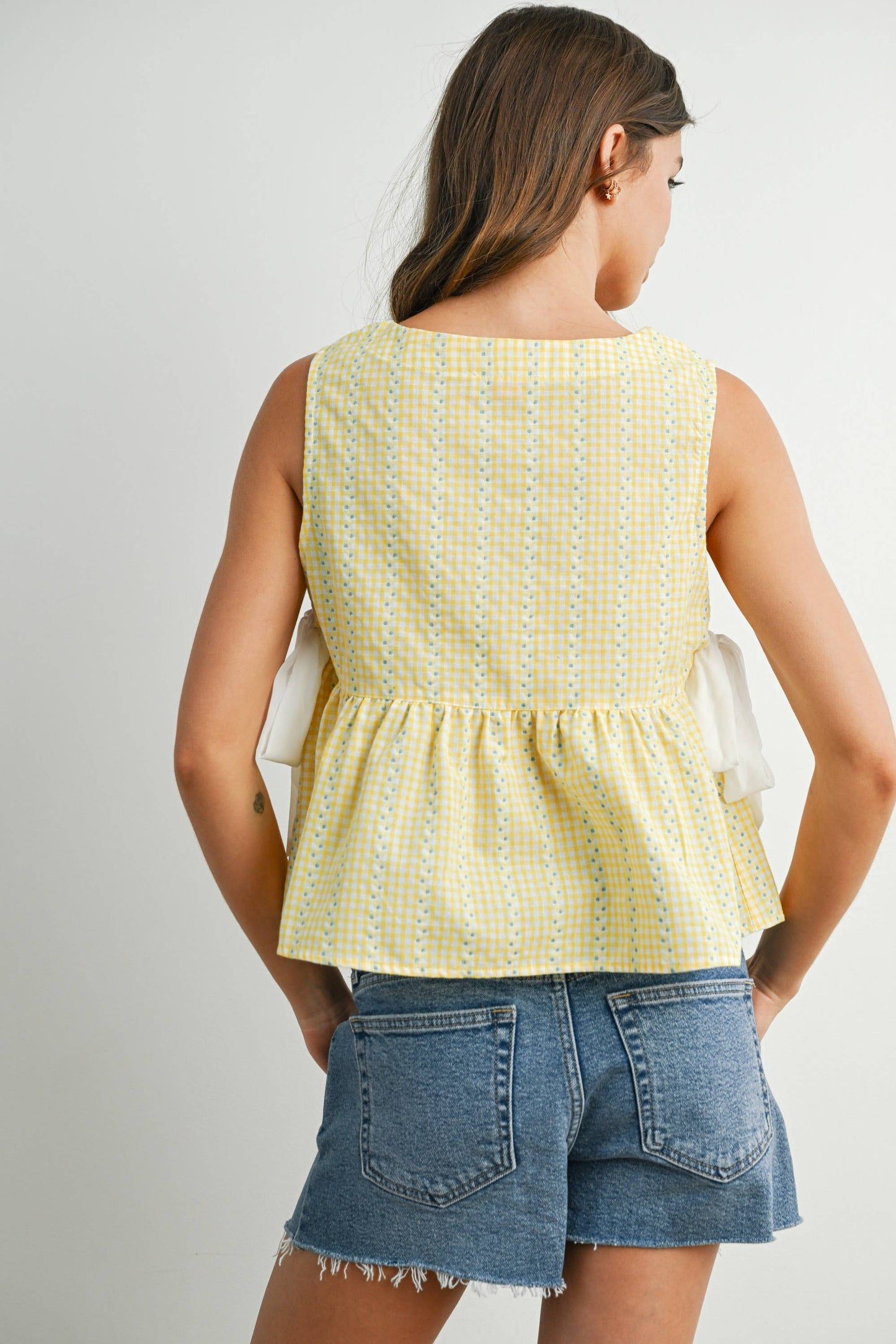 Butter Yellow Sky Meadow Peplum Top