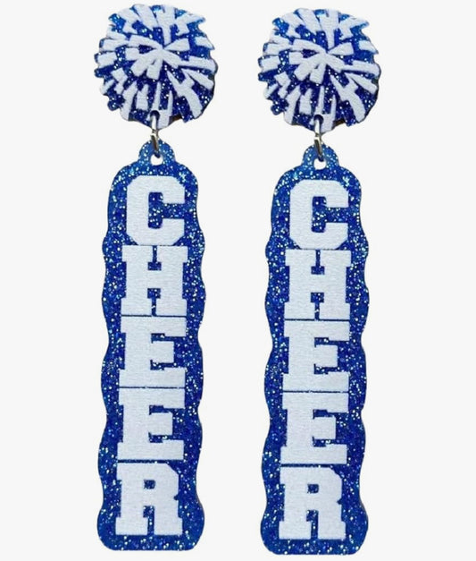 Cheer Blue Pom Earrings