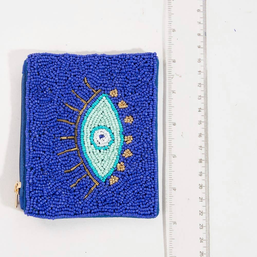 Evil Eye Beaded Coin Purse