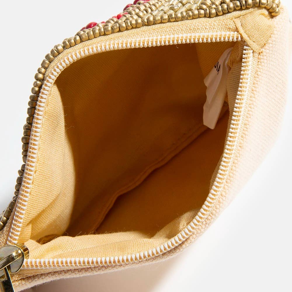 Gold Cherry Beaded Coin Purse