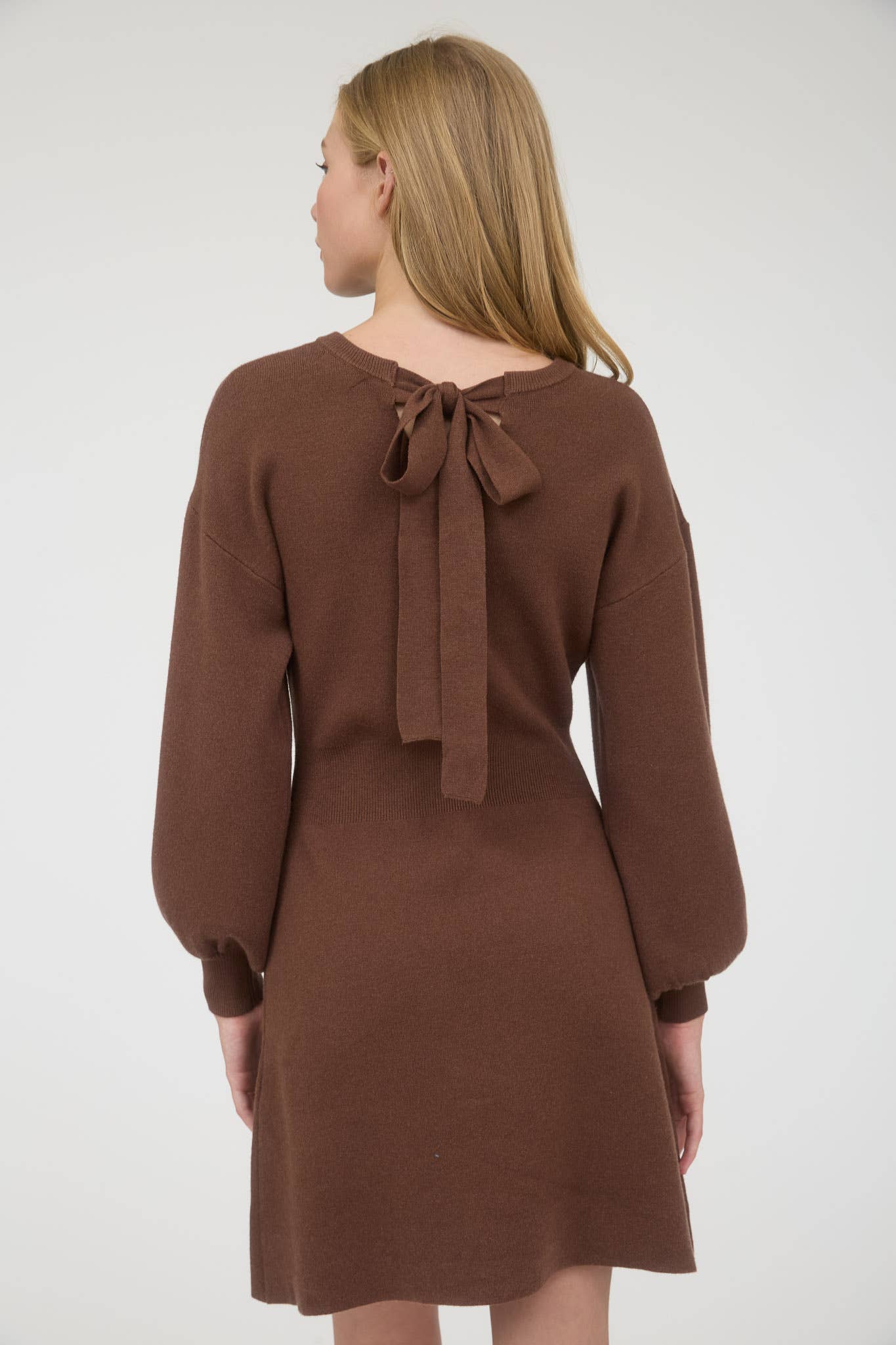 Long Sleeve Back Bow Sweater Dress