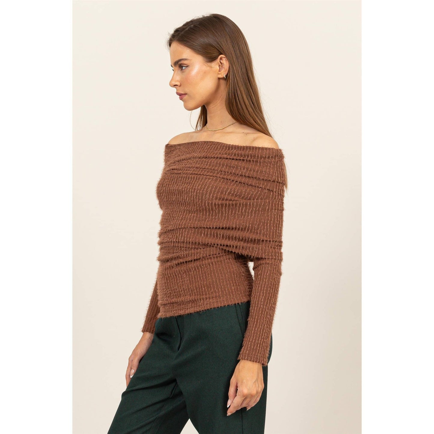 Off-The-Shoulder Textured Sweater