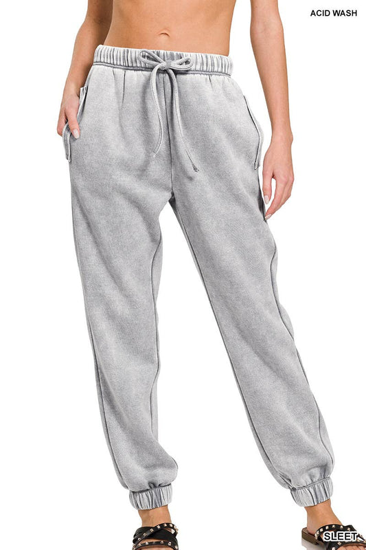 Acid Washed Fleece Jogger Sweatpants