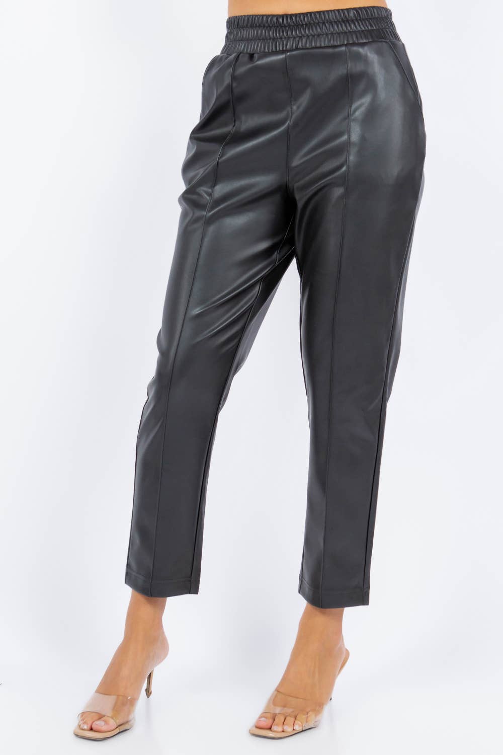 Faux Leather Straight Leg Pull-on Pants