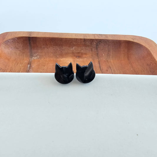 Black Cat Stud Earrings