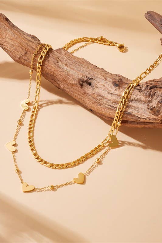Gold Heart Layered Necklace