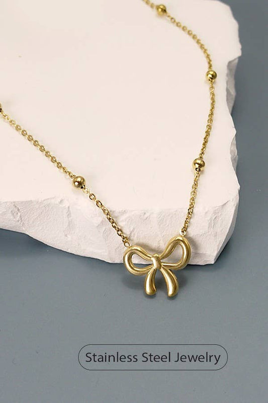 Gold Bow Necklace