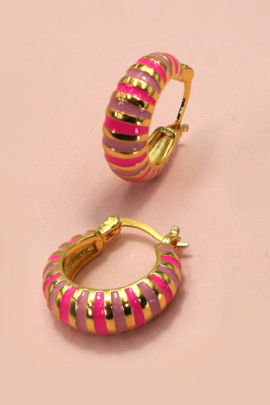 Pink Huggie Hoop Earrings