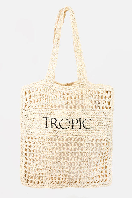 Straw Braided Tropic Tote Bag