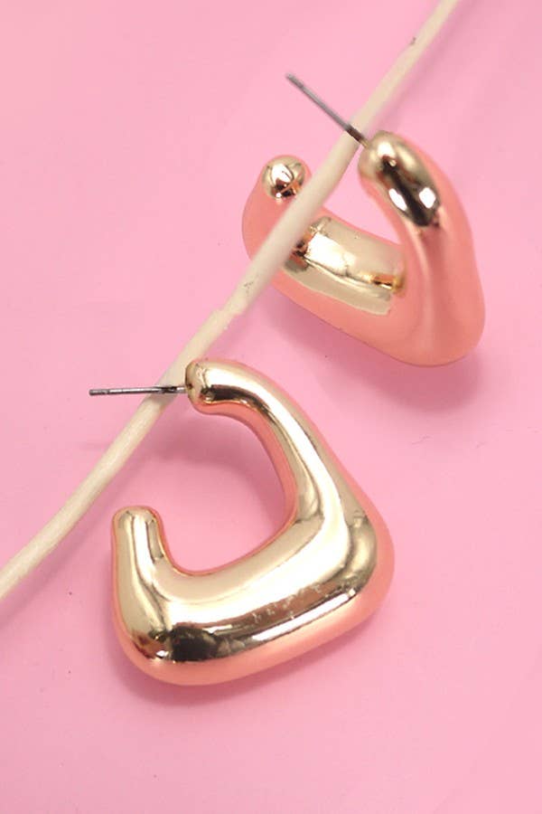 GOLD U-SHAPE BUBBLE HOOP EARRINGS