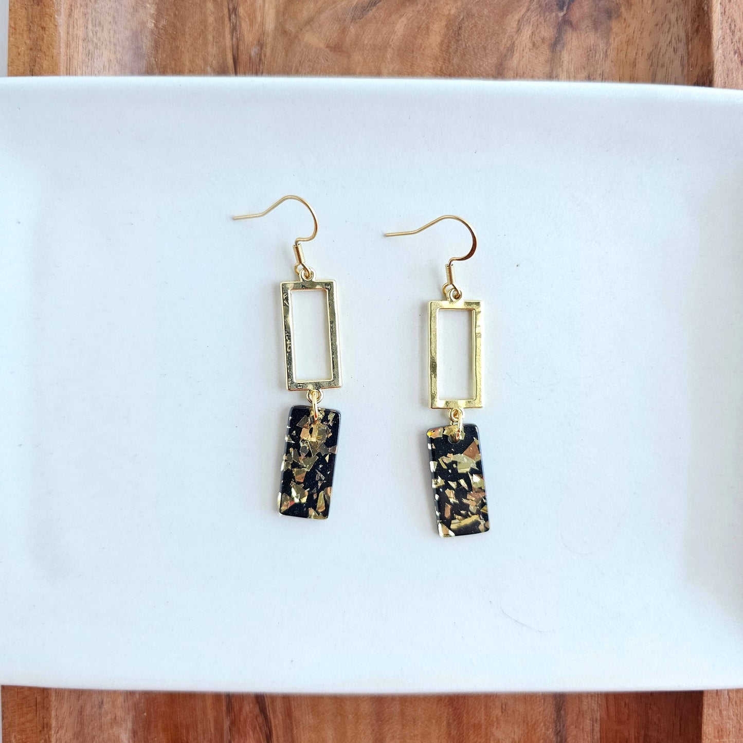 Black Gold Flake Earrings