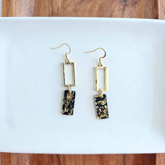 Black Gold Flake Earrings