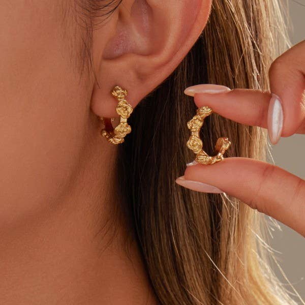 Floral Huggie Hoop Earrings