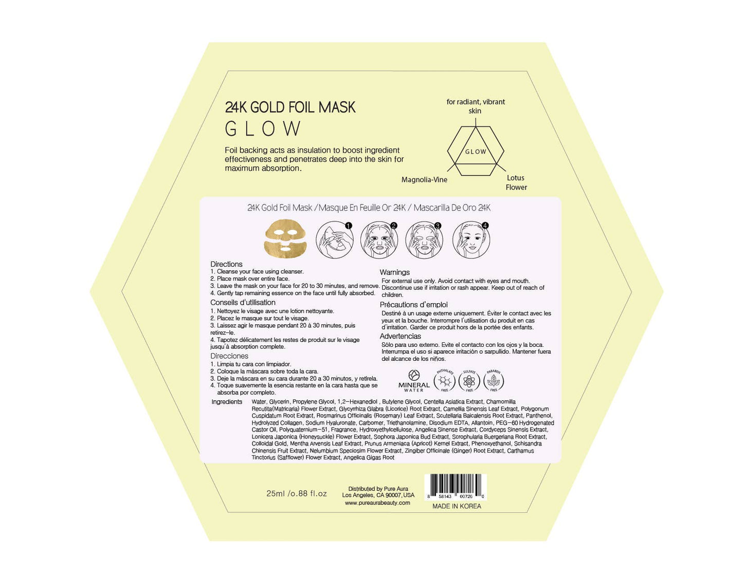 24K Gold Metallic Facial Foil Mask