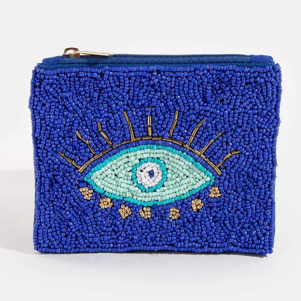 Evil Eye Beaded Coin Purse