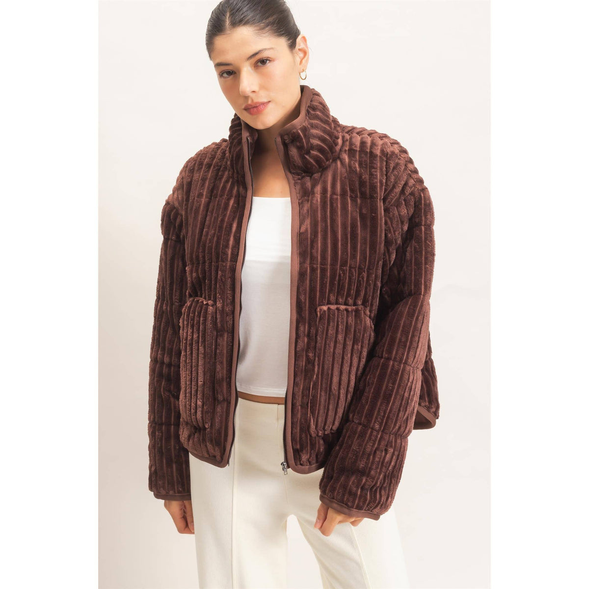 Chocolate Quilted Corduroy Jacket