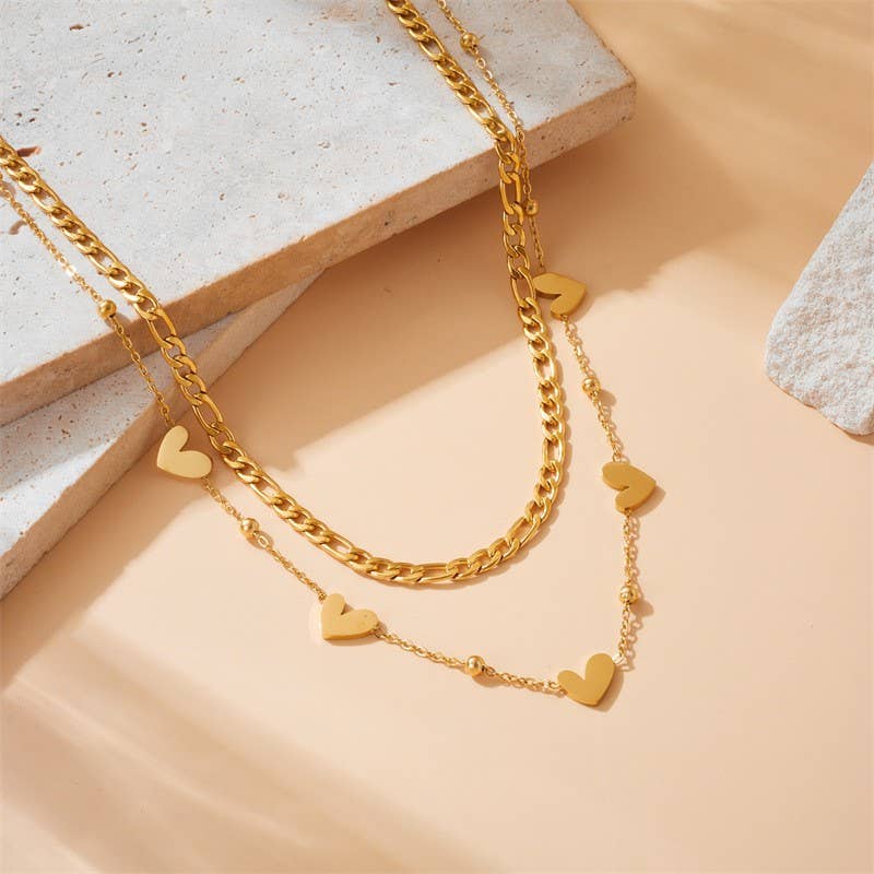 Gold Heart Layered Necklace
