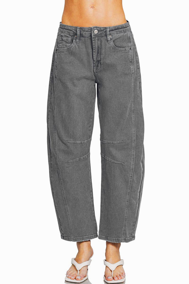 Ash Black High Rise Barrel Leg Jeans