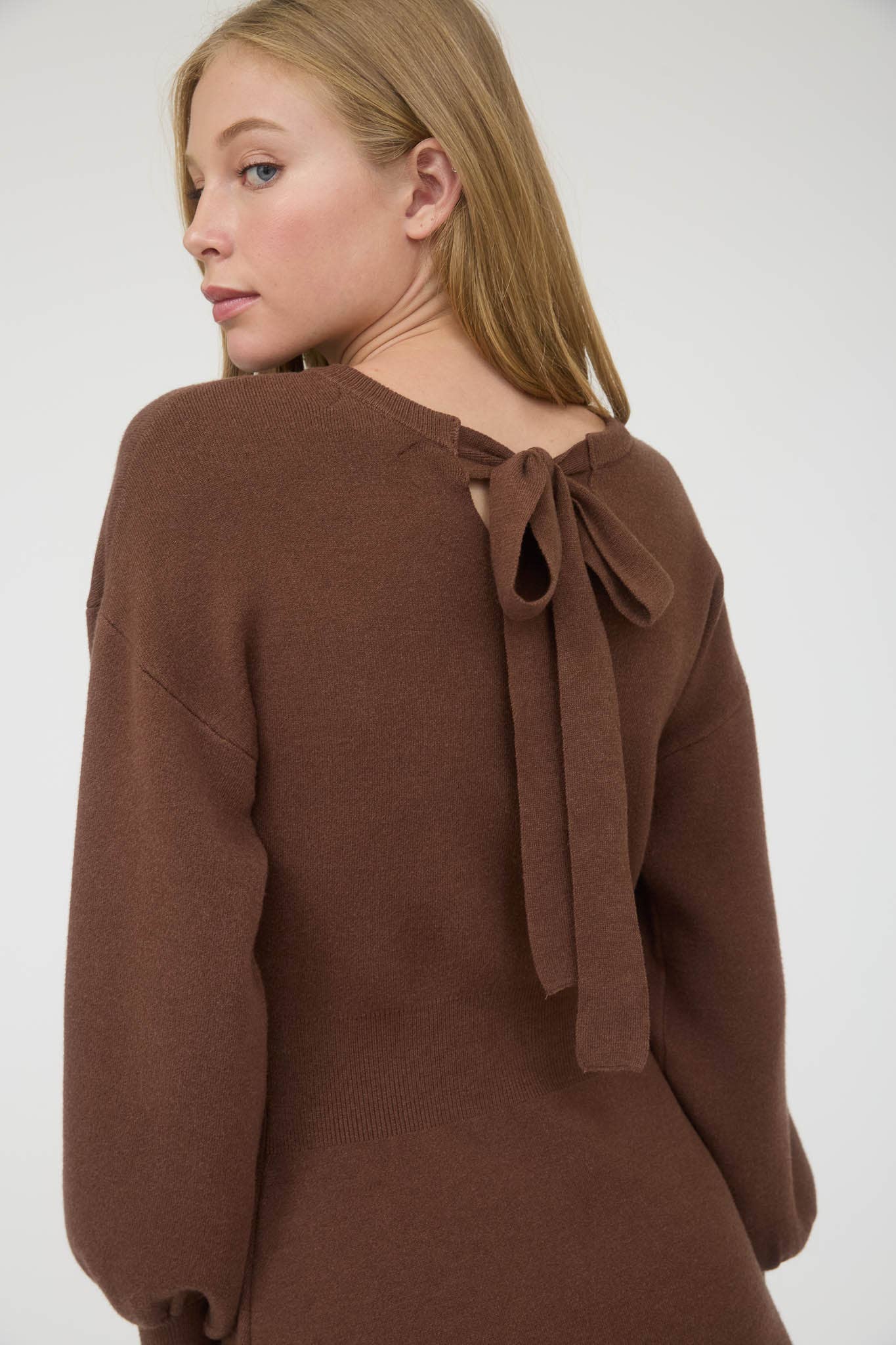 Long Sleeve Back Bow Sweater Dress