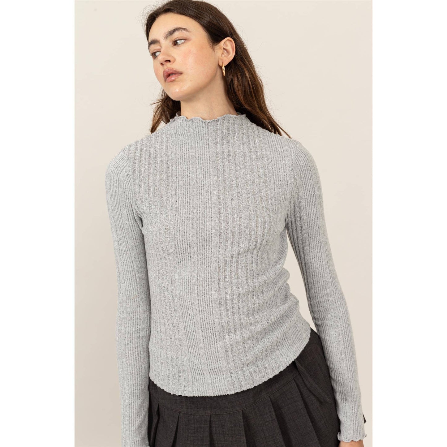 Olivia Mock Neck Ribbed Sweater