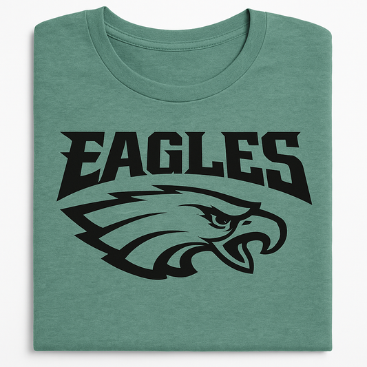 Heather Green Black Text Eagles Tee
