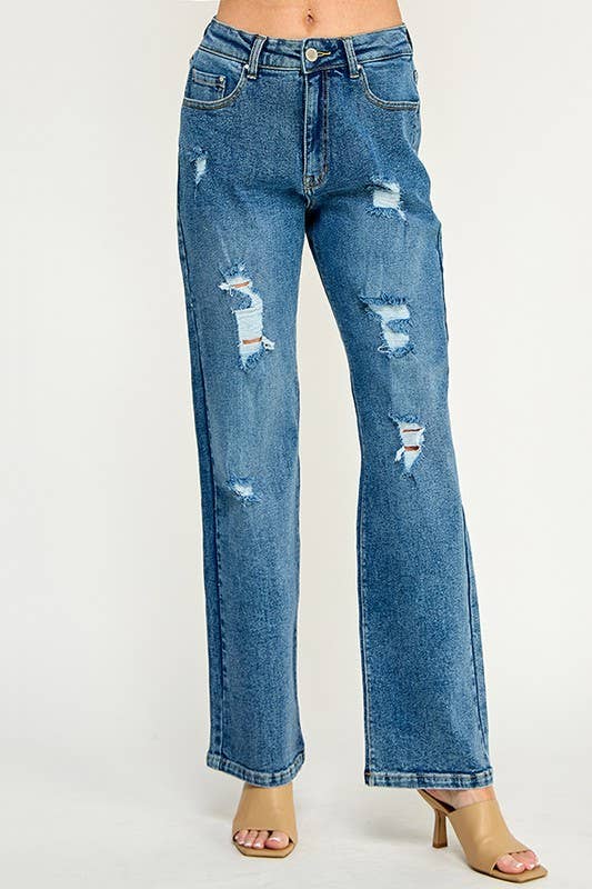 MEDIUM HIGH RISE STRETCH MOM JEANS